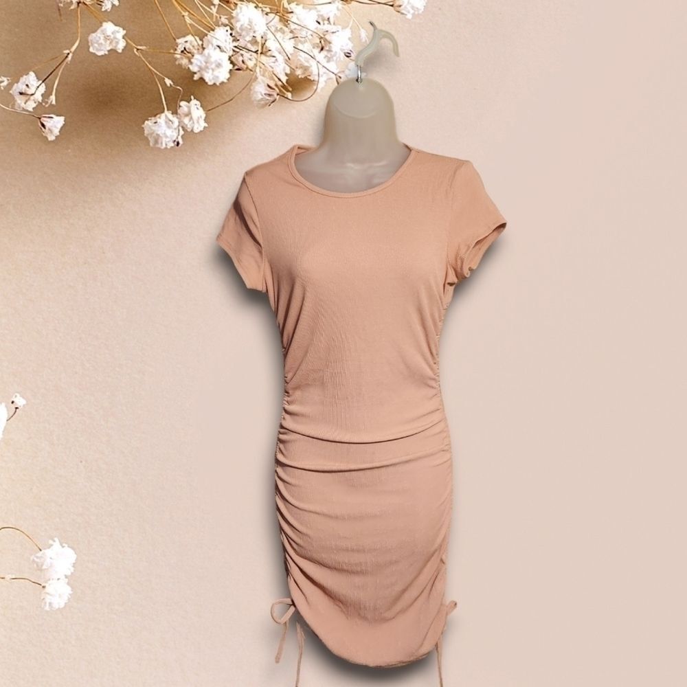 Ysoea Women's Bodycon Ruched Mini Dresses Casual Basic Fitted T Shirt Dress B9 V